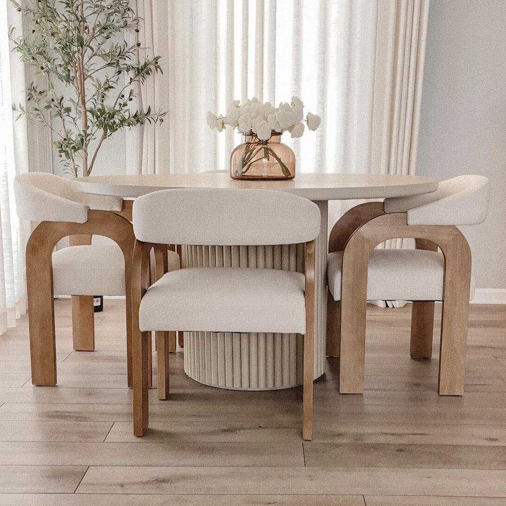Farmhouse Dining Chairs Set of 4 - Upholstered Armchairs with Linen Cushions ...