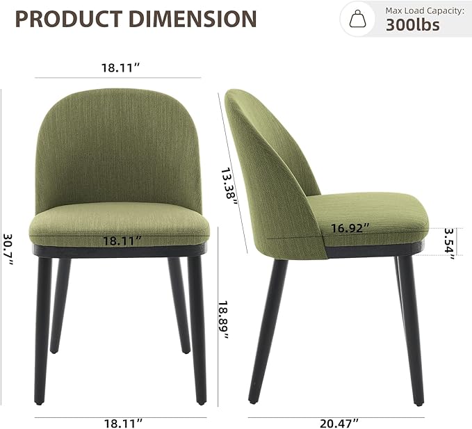 Upholstered Dining Chairs Set of 6,Modern Fabric Dinner Chairs with Wood Legs...