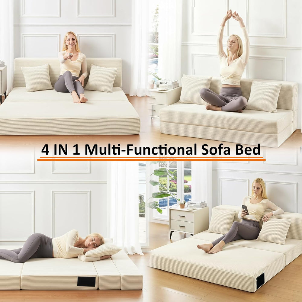 Single Size Folding Sofa Bed - 4 in 1 Convertible Sleeper Chair - High Densit...