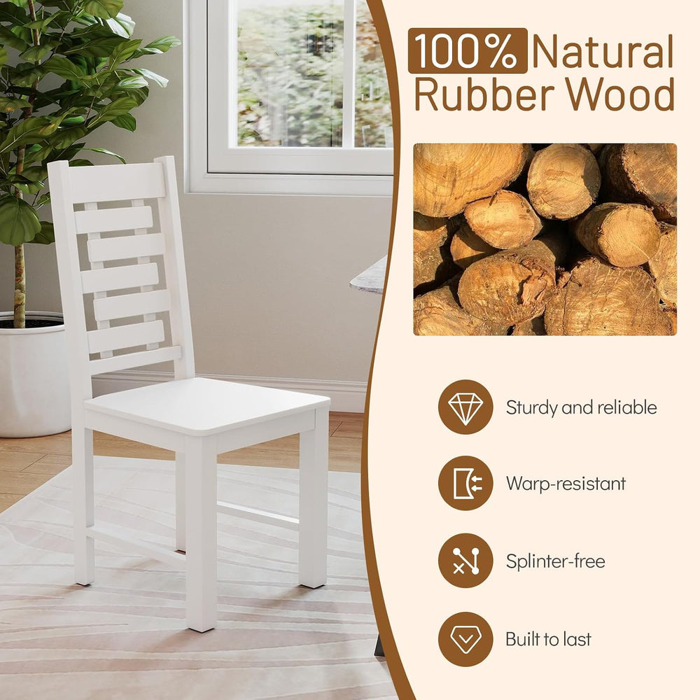Giantex Wooden Dining Chairs Set of 4, 100% Solid Rubber Wood Kitchen Chair w...