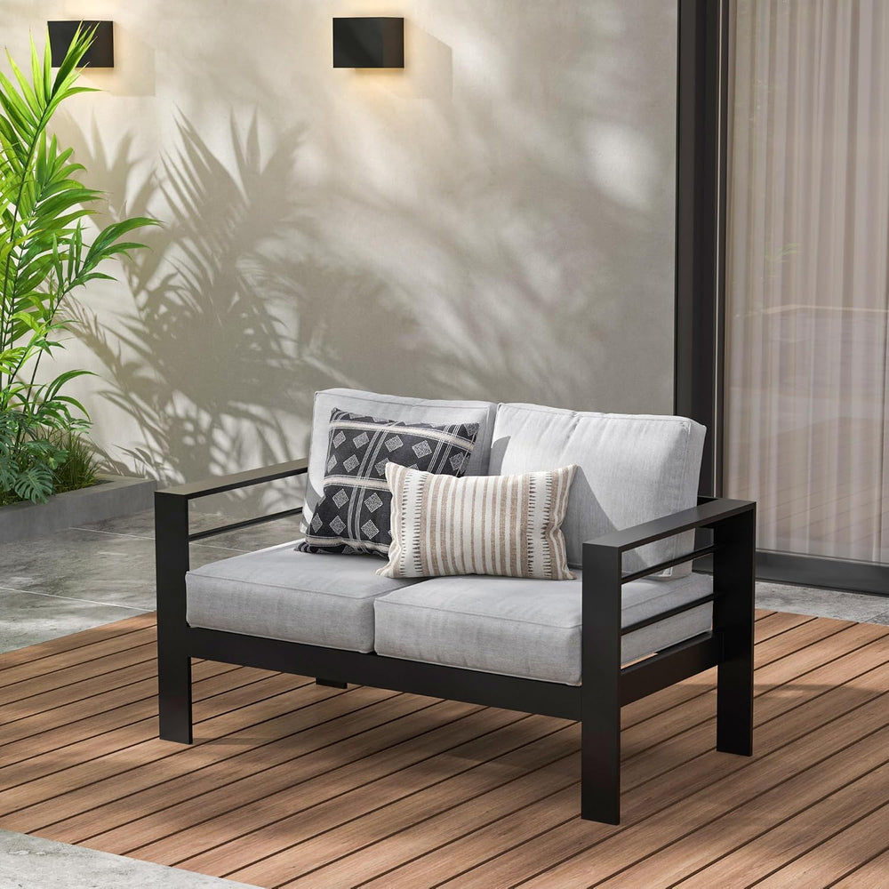 Wisteria Lane Aluminum Outdoor Sofa, 2 Seats Patio Couch All-Weather Rust-Pro...