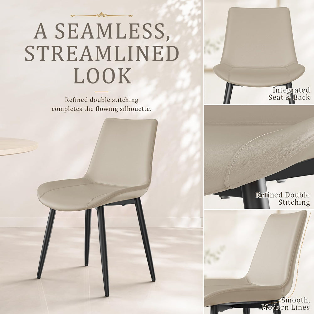 Modern Dining Chairs Set of 4, PU Leather Upholstered Dinner Chairs with Stur...