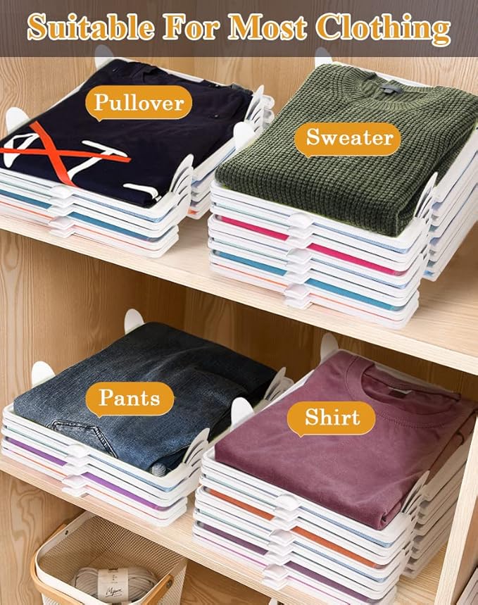 Accenter Tshirt Organizer for Clothes Storage, Stackable Closet Organizer