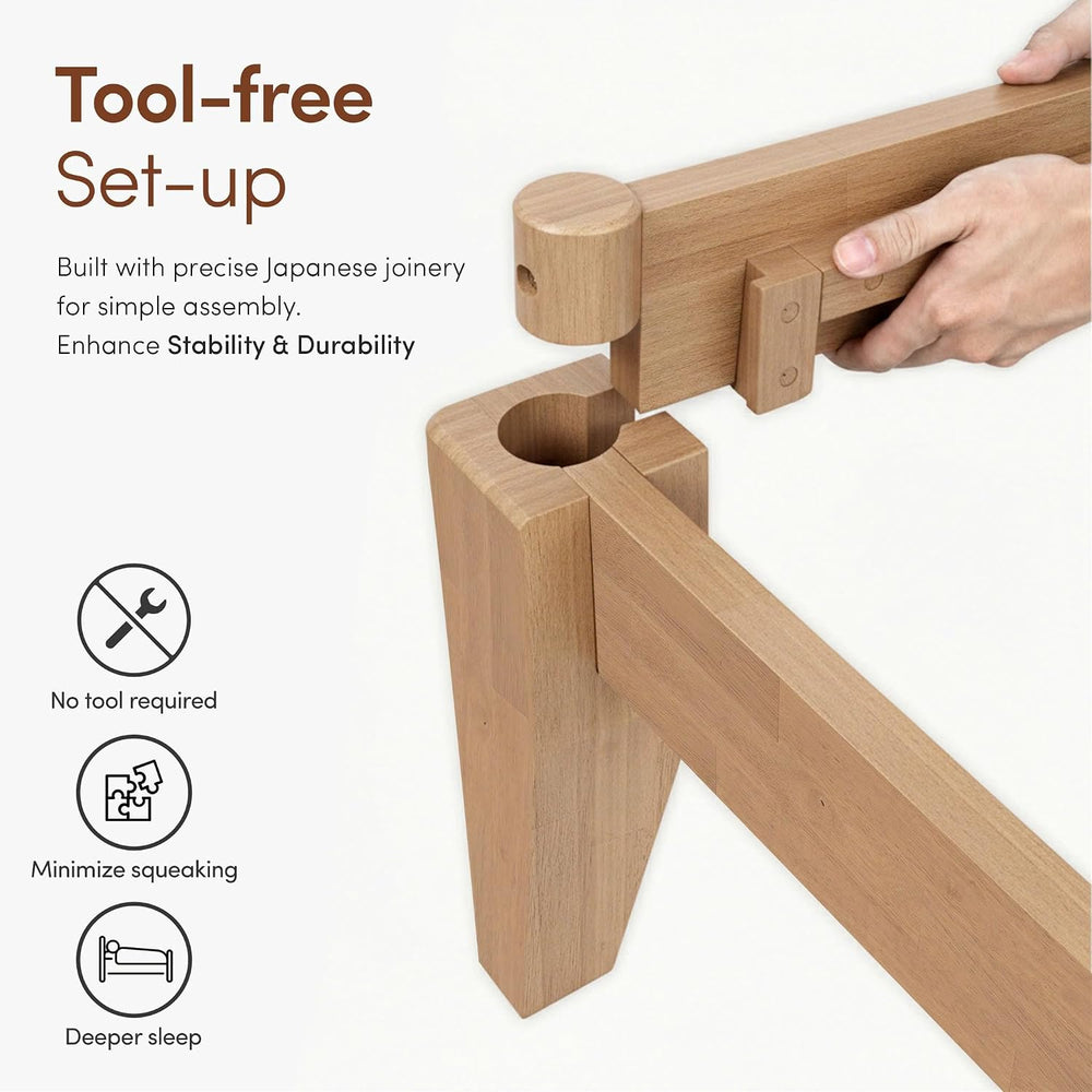 Thor Japanese Joinery Bed Frame Full, Solid Wood (Light Oak)