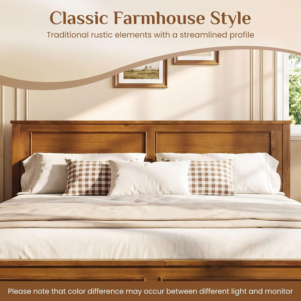 GIANTEX Full Size Bed Frame with Headboard & Footboard, Walnut