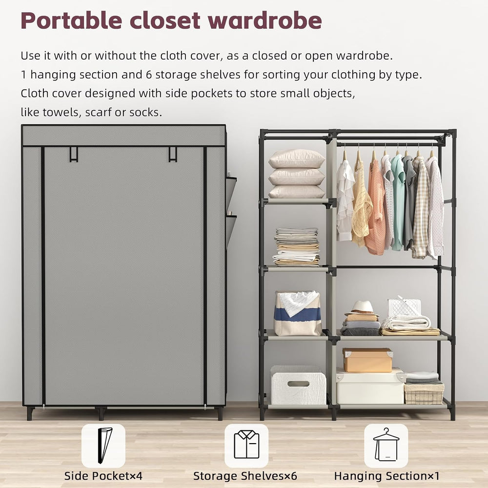 Calmootey Portable Closet Organizer, Space-Saving Storage System for Home