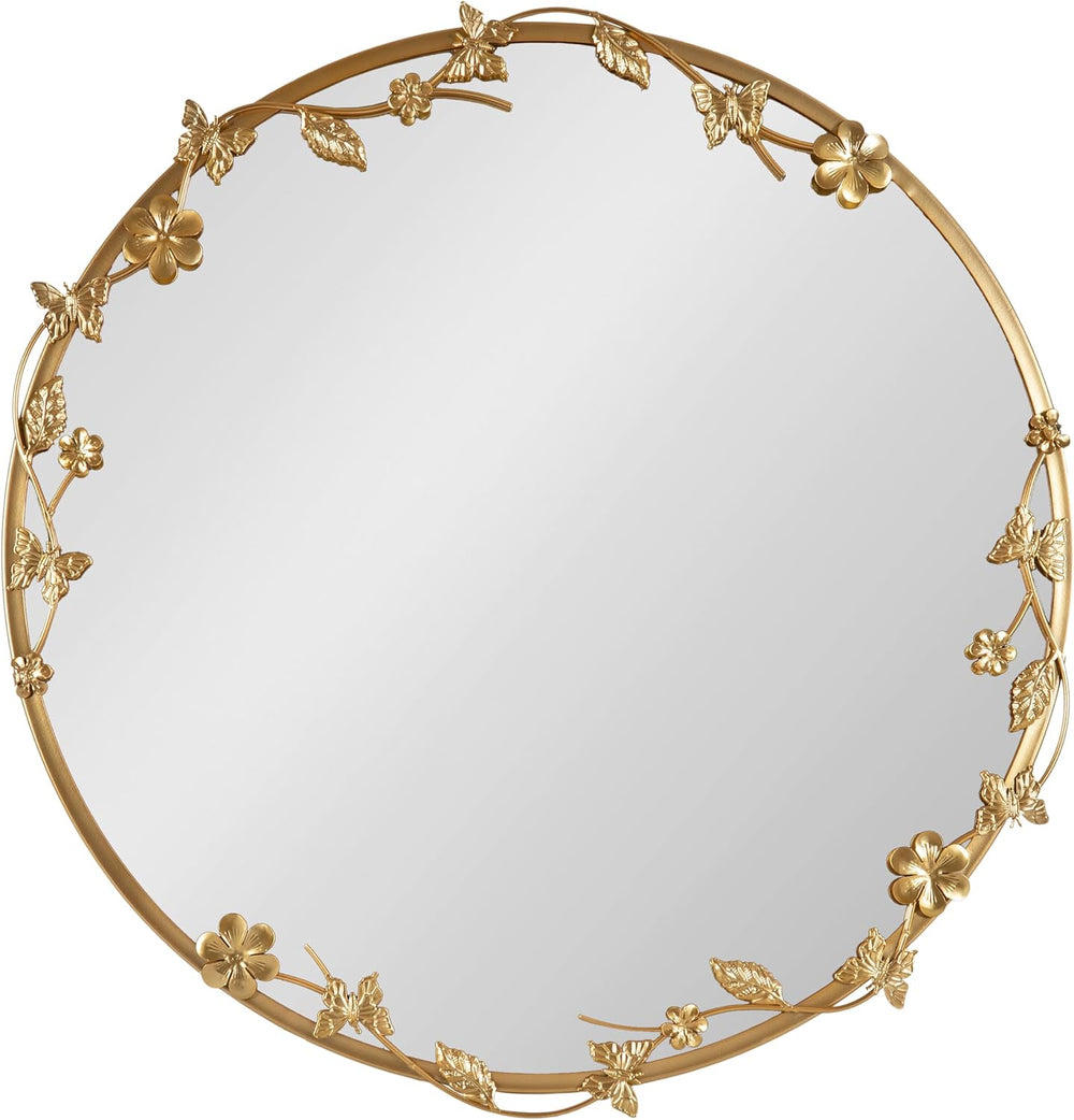 Kate and Laurel Rosella Modern Ornate Round Wall Mirror, 26 Inch Diameter, Go...