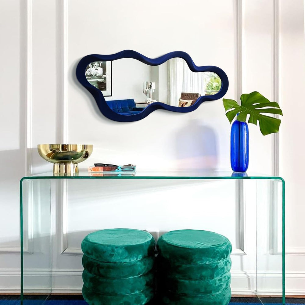Living Room Mirrors for Wall Decor,13.8x29.7 Cloud Mirror,Dark Blue