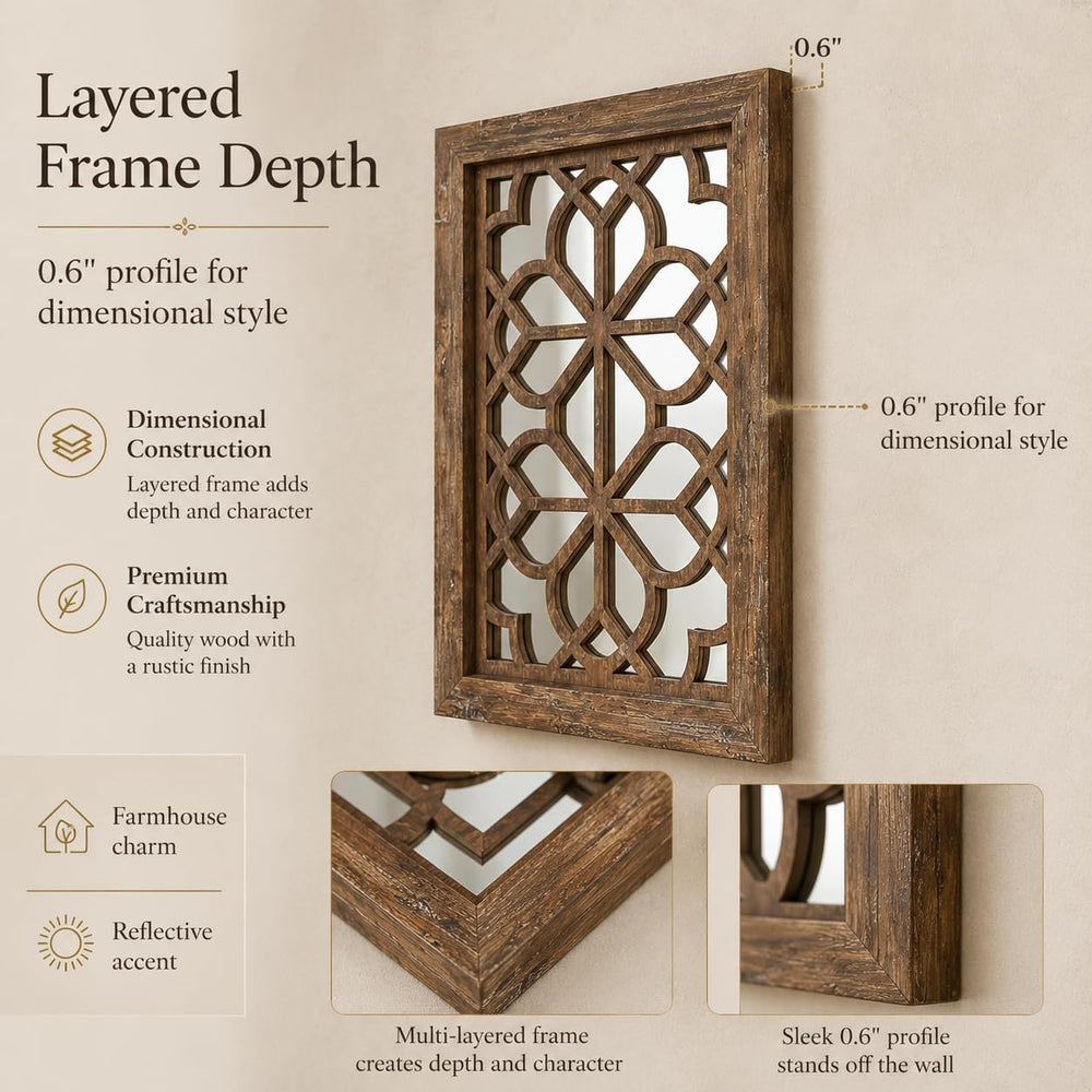 Set of 4 11x15 Inch Rectangular Shatterproof Maroon Decorative Wall Mirrors, ...