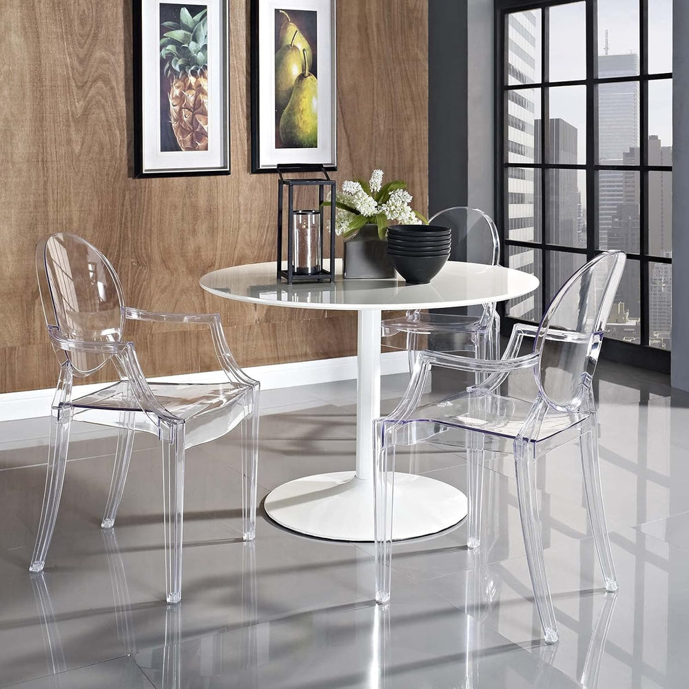 Modway Casper Modern Acrylic Stacking Kitchen and Dining Room Arm Chair in Cl...