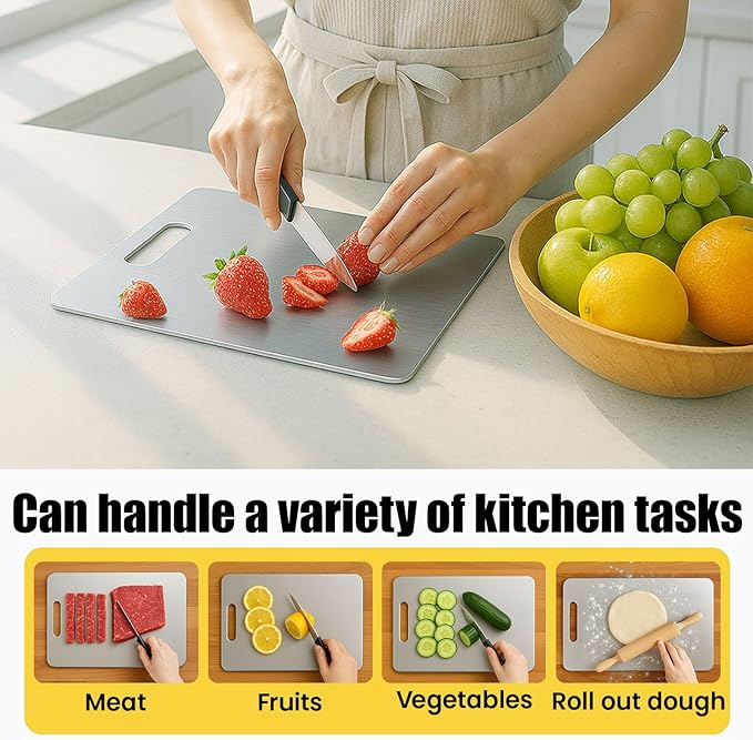 Titanium Cutting Board Set of 3, 100% Pure Titanium Chopping Board