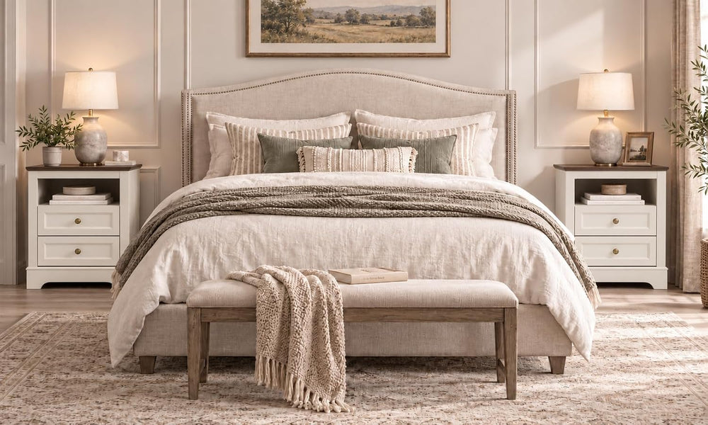 Farmhouse Bedroom Sets of 3, Including 9 Drawer Dresser, Nightstand Set of 2 ...