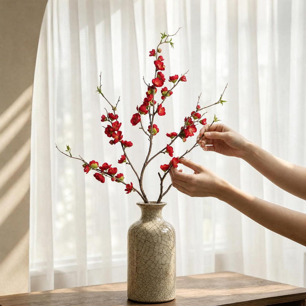 Artificial Cherry Blossom Branches Fake Plum Blossom 35.4''Fake Flowe...