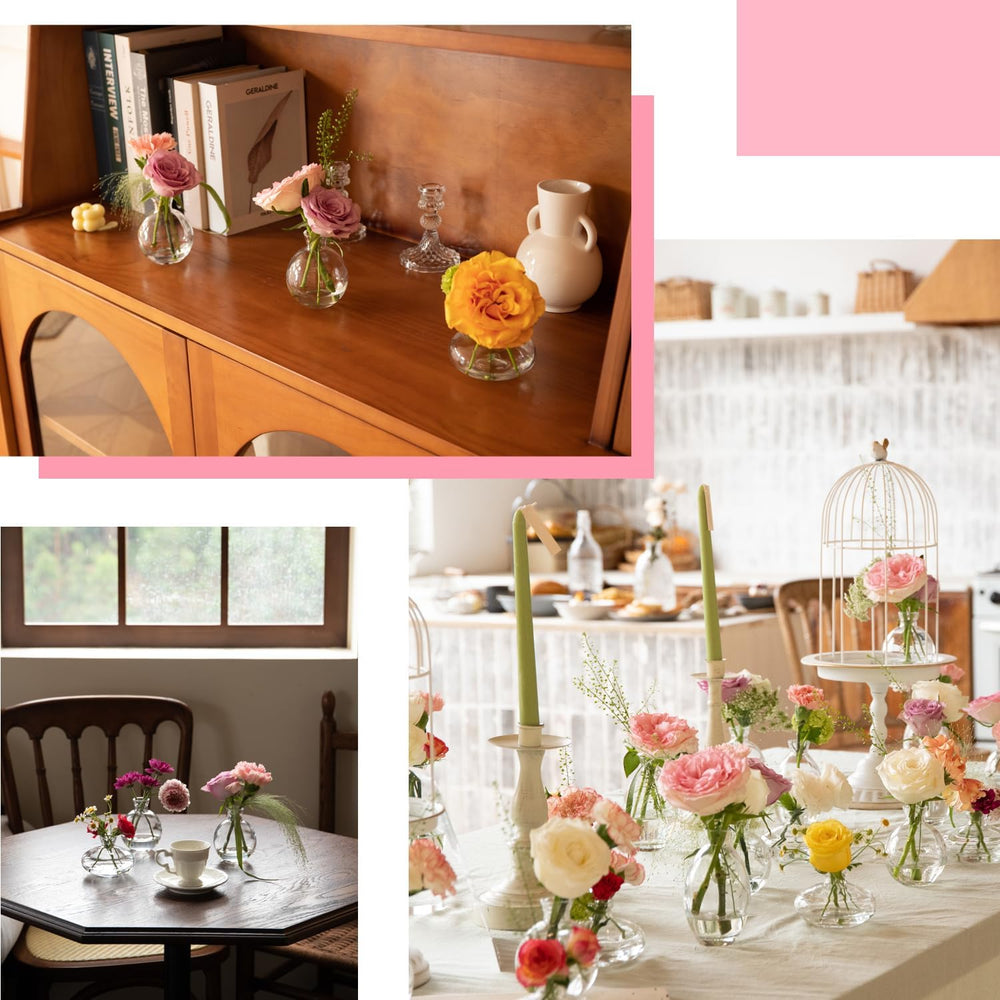 28 Clear Bud Vases in Bulk, Glass Small Bud Vase for Centerpieces