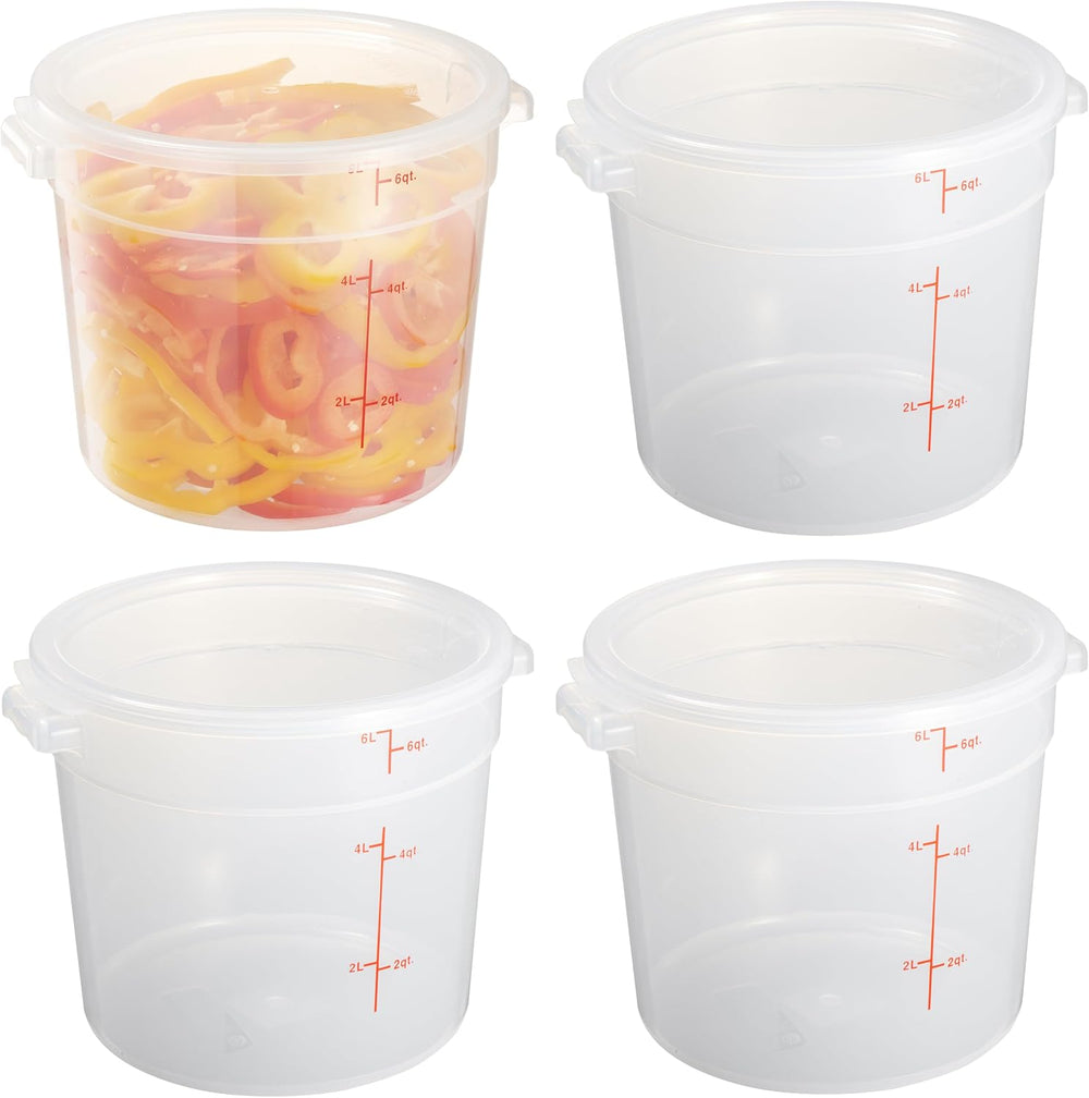 CURTA 6 Quart Translucent Round Food Storage Container (Pack of 4)