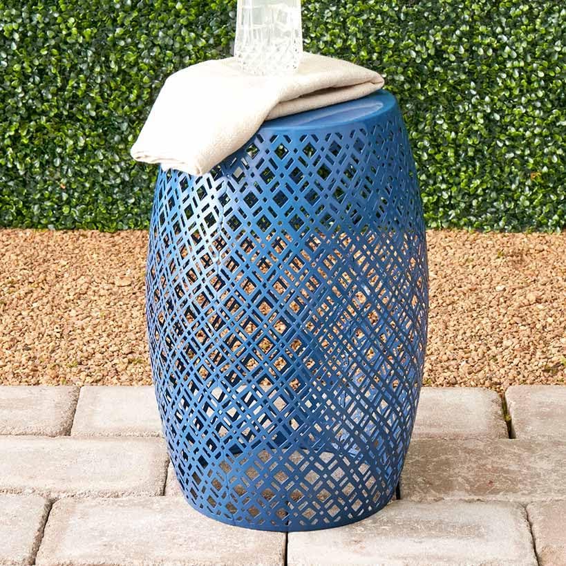 The Lakeside Collection Metal Barrel Stool - Green, 2139398