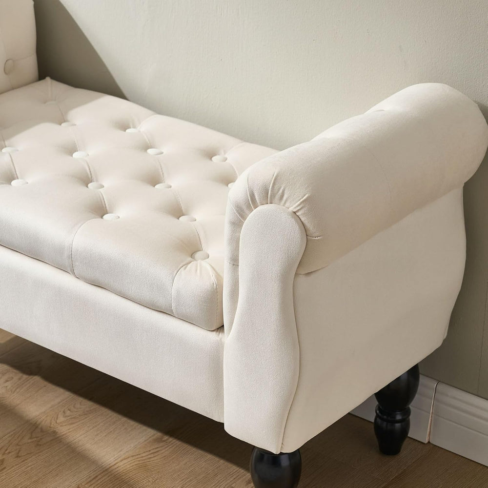 Armed Storage Bench for End of Bed, Modern Velvet Ottoman Bedroom Bench with ...