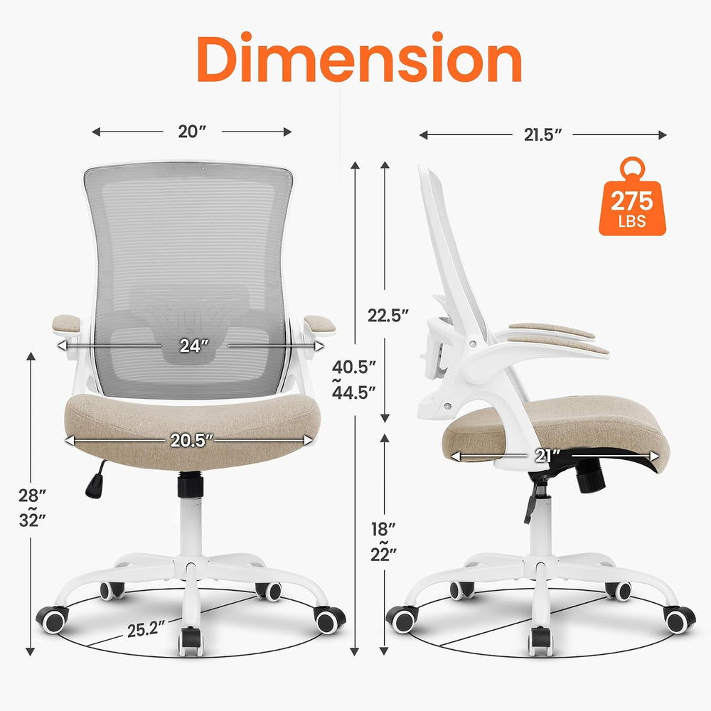 NEO CHAIR Office Desk Mesh Chair with Adjustable Ergonomic Lumbar, Beige