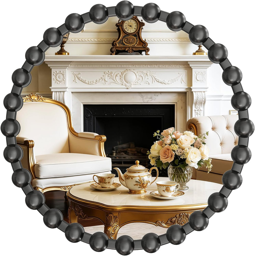 24 Inch Black Round Mirror, Circle Wall Mirror Vanity