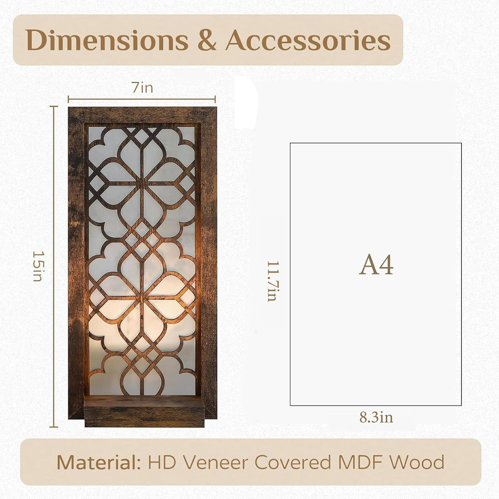 Wall Candle Holder Set of 2 with RealMirror, Distressed Brown