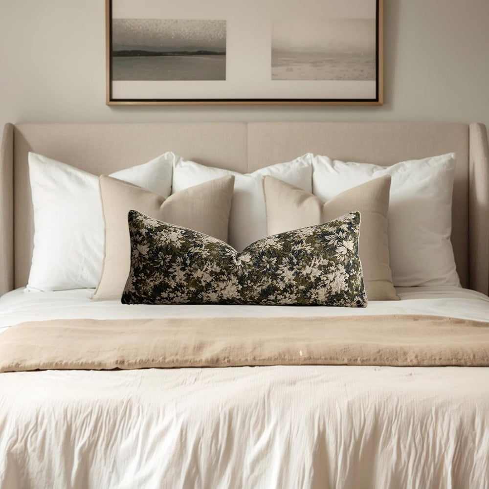 DEZENE Pack of 1 Vintage Floral Lumbar Pillow Covers 14x36 Boho Farmhouse Acc...