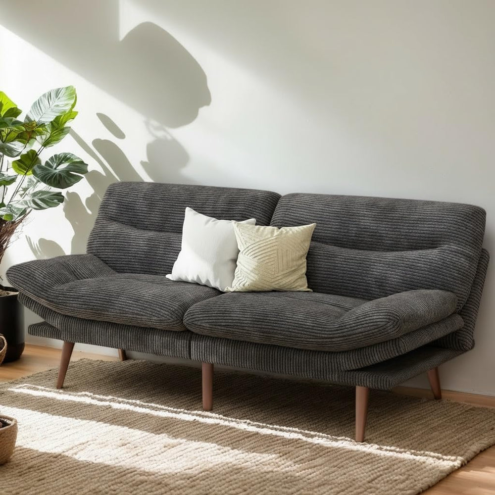 PERLECARE Convertible Futon Sofa Bed, 66" Corduroy Futon Couch with Adju...
