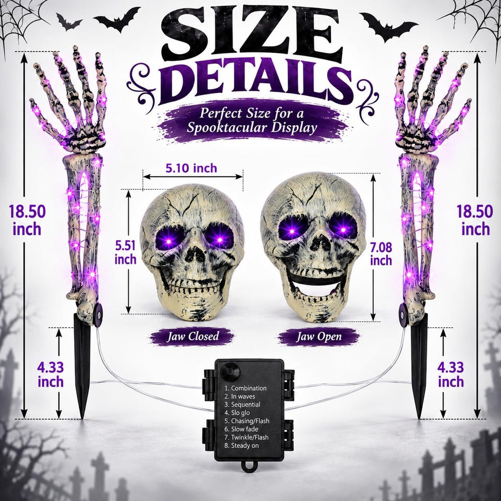 FLYSNK Lighted Halloween Skeleton Groundbreaker Decorations Outdoor, Spooky S...