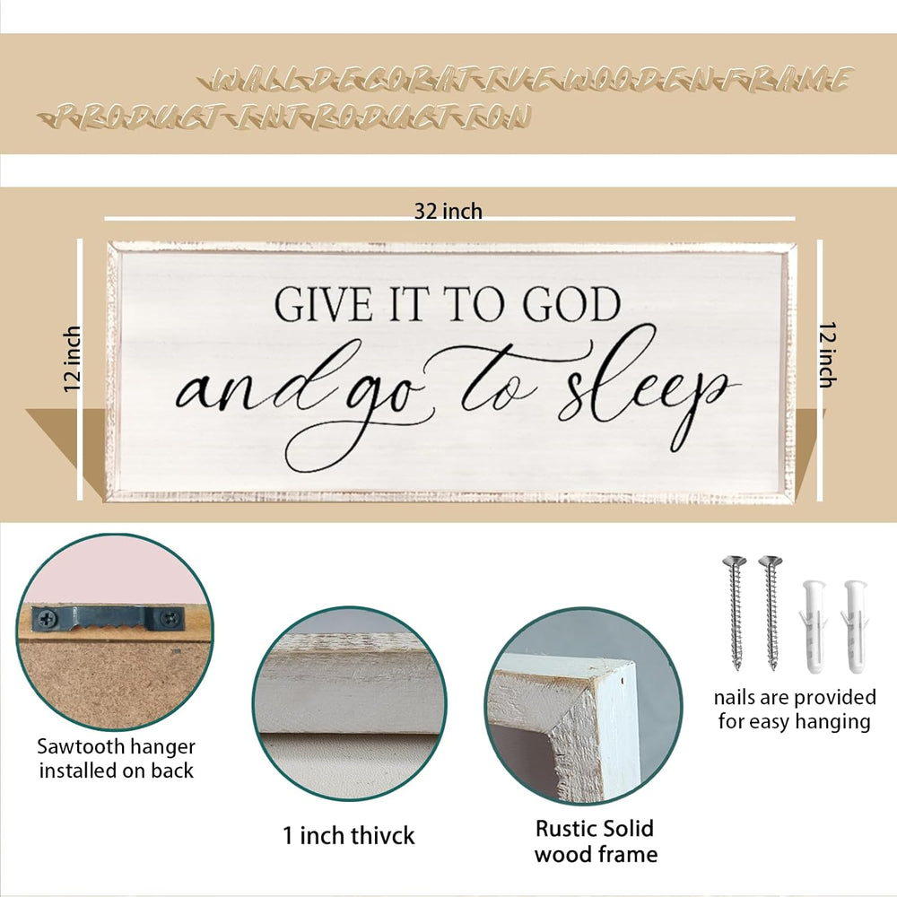 comurdyo Give It To God And Go To Sleep Sign White, 32"×12"