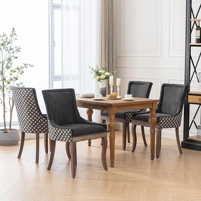 Modern Dining Chairs Set of 4, High Back Dining Chairs Side Chairs with Solid...