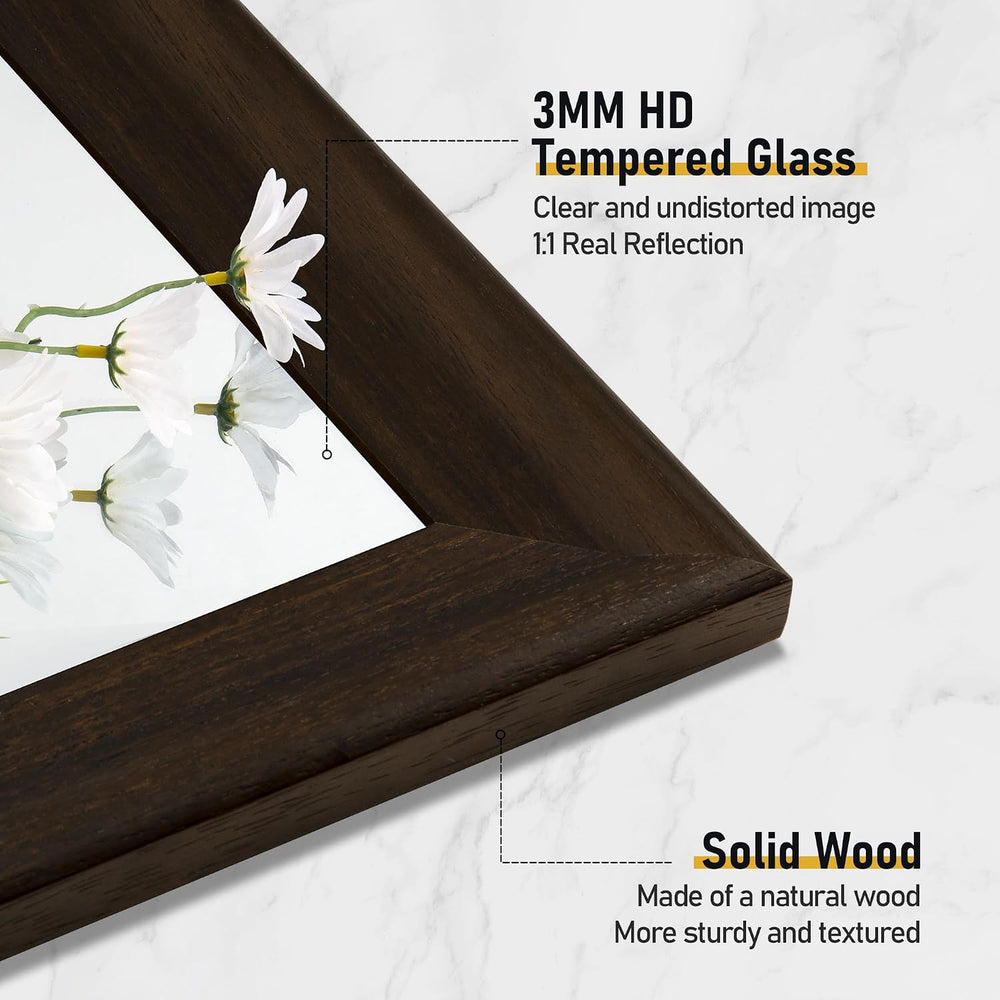 Rustic Wood Wall Mirror for Bathroom,Rectangle 24 x 36 Inch, Black Walnut
