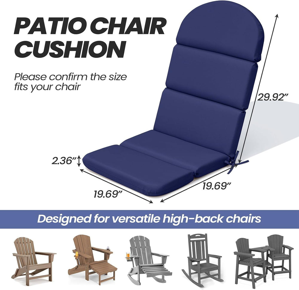 50x19.6 In Adirondack Chair Cushion Set of 2, Outdoor Chair Cushion