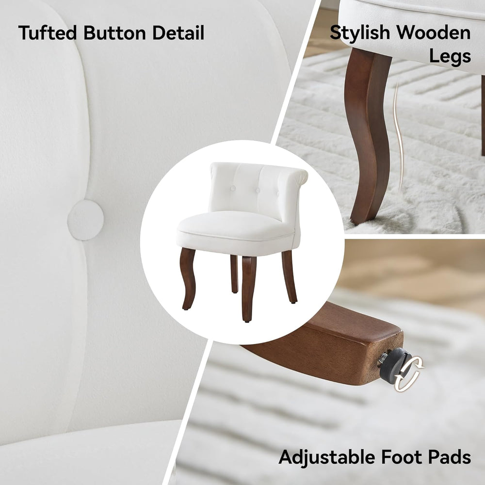 WUTUTUEE Velvet Vanity Chair with Back, Tufted Upholstered Vanity Stool with ...