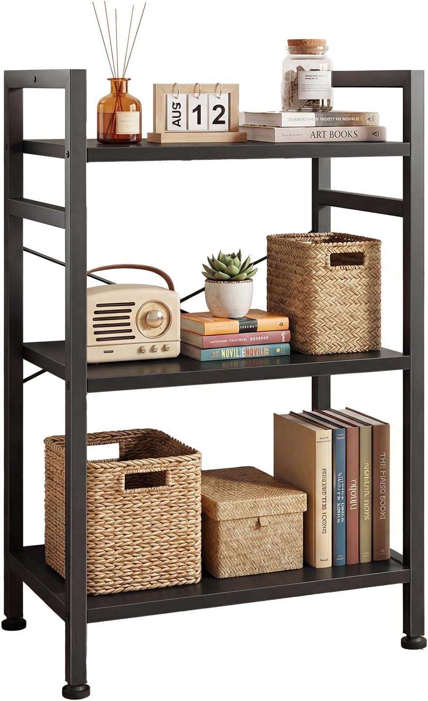 DUMOS 3 Tier Bookshelf, Home Office Bookcase Shelf Storage Organizer