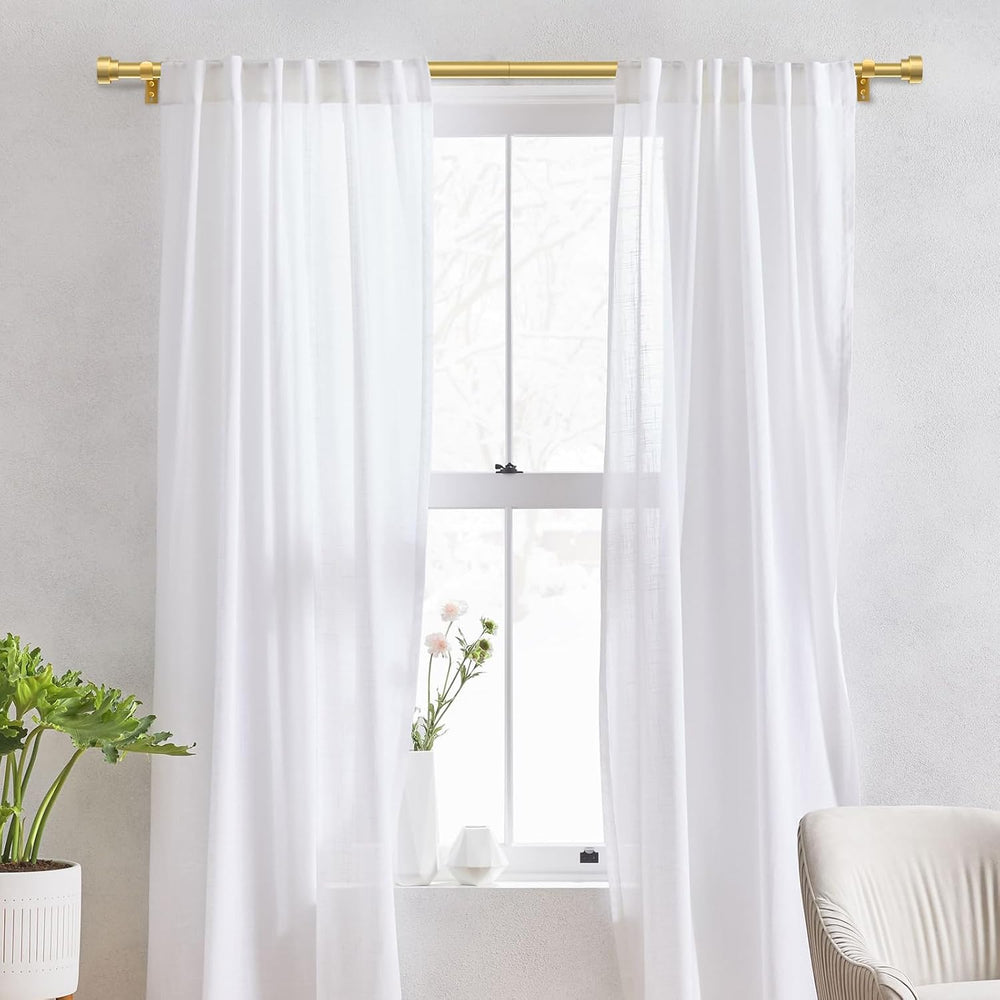 2 Pack Heavy Duty Curtain Rods for Windows 28 to 48 Inch, 1 Inch Gold Adjusta...