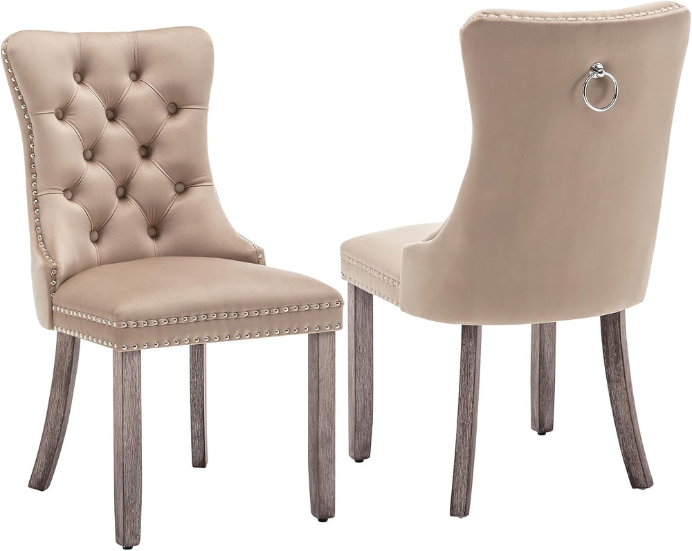 Kiztir Velvet Dining Chairs Set of 2, Upholstered Dining Chairs with Ring Pul...
