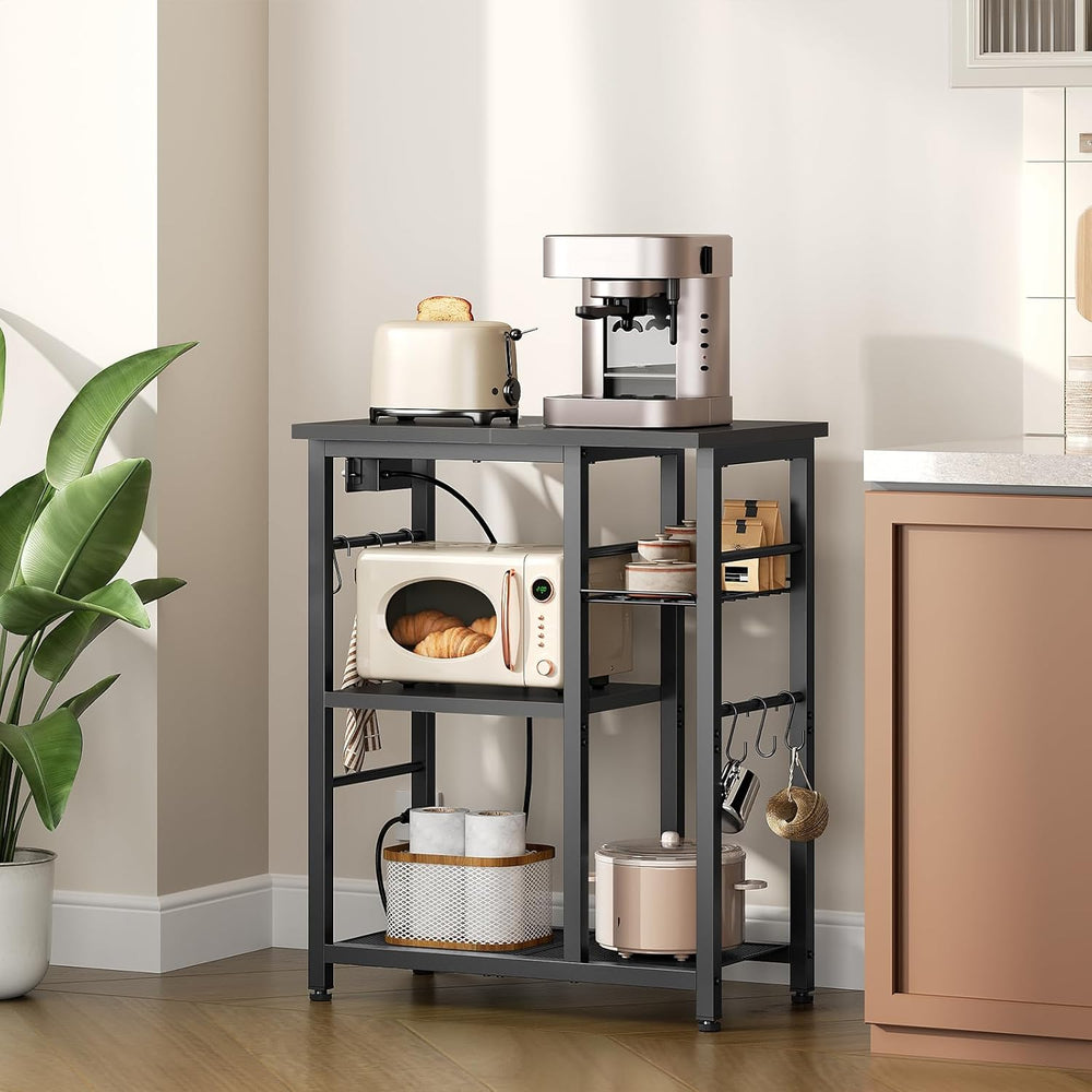 YATINEY Movable Bakers Rack, Microwave Stand with Charging Station, Kitchen S...