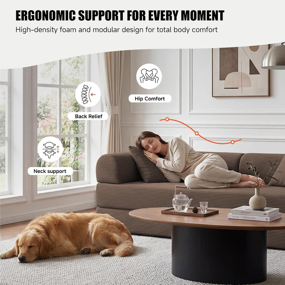 79" Convertible Futon Sofa Bed,5-In-1 Boneless Couch for Small Spaces