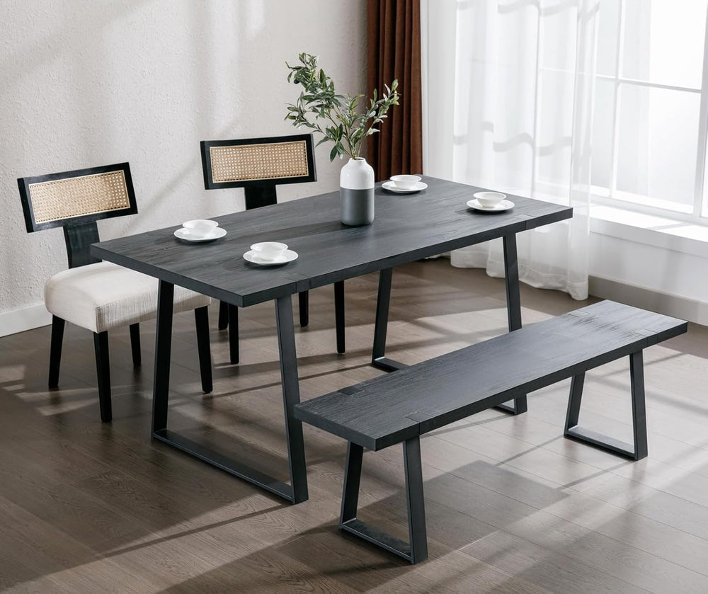Wooden Dining Bench 60” Industrial Table Benches, Seating Chair Rustic Indoor...
