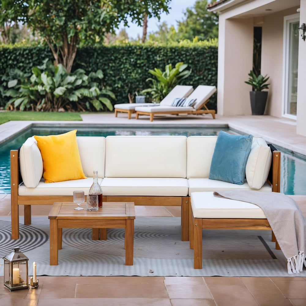 Greesum 5‑Pieces Small Patio Sofa, Outdoor Sectional Couch