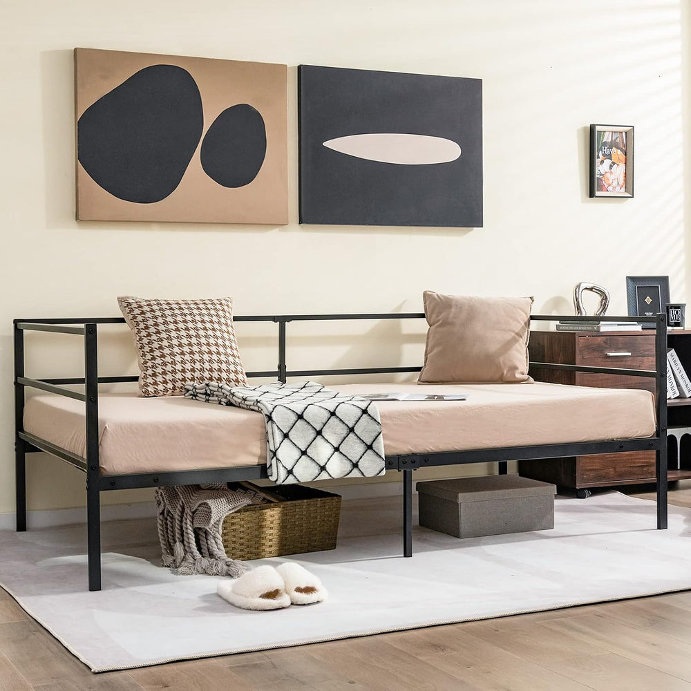 GIANTEX Metal Twin Daybed Frame, Day Bed with Metal Slat Support & 3-Side...