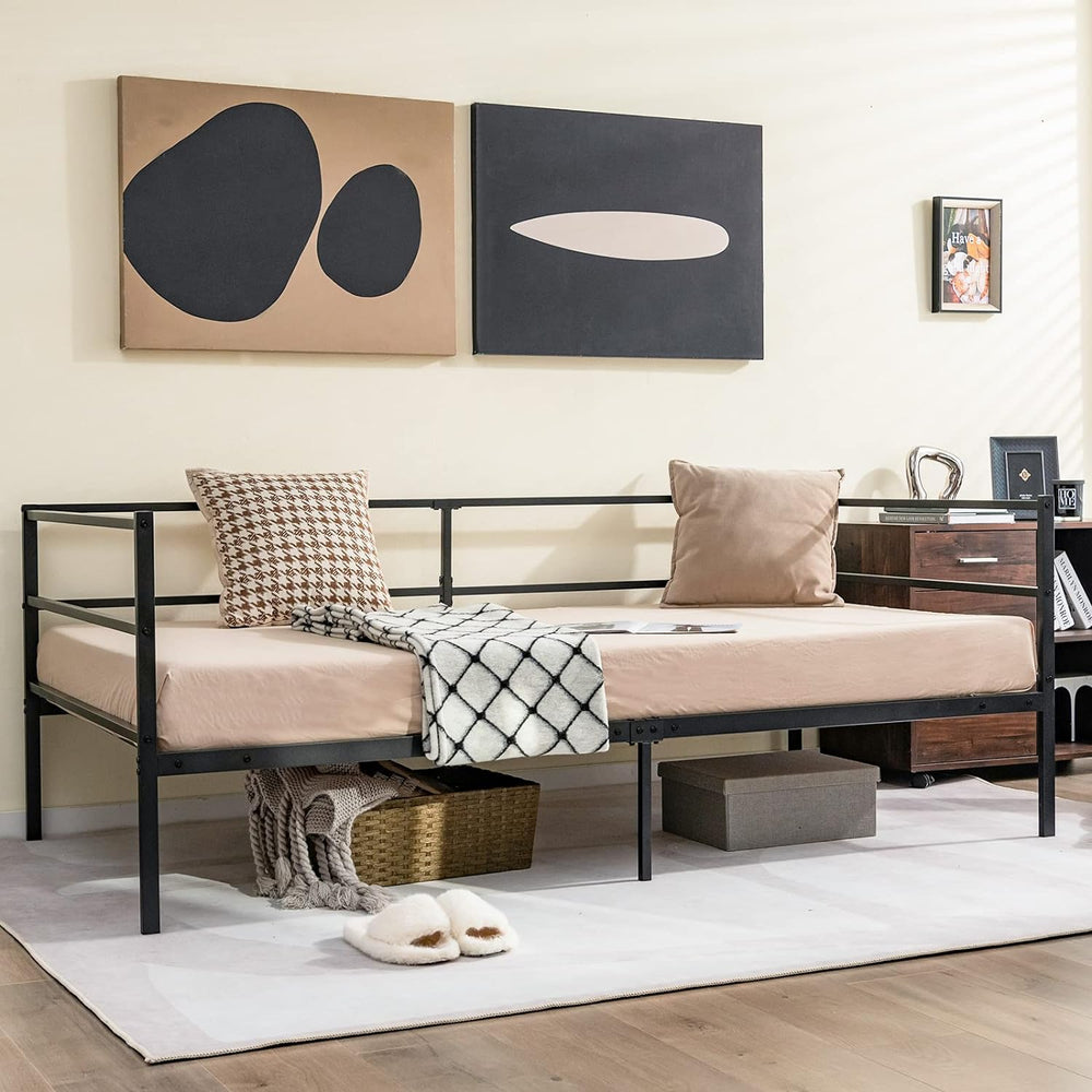 GIANTEX Metal Twin Daybed Frame, Day Bed with Metal Slat Support & 3-Side...