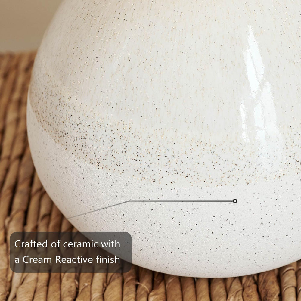 Set of 2 Ceramic Table Lamp for Bedroom, Small Table Lamp White Farmhouse Rus...
