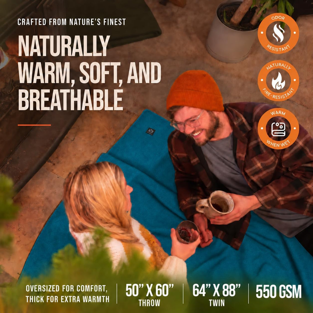 Arcturus Military Wool Blanket - Warm, Thick, Washable - Great for Outdoors, ...