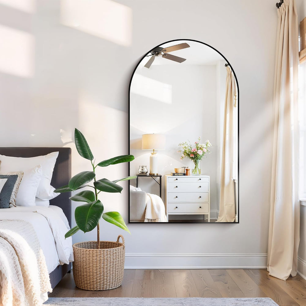CIRCUMI Arched Wall Mirror, 30"x50" Black Arched Mirror for Bathroom