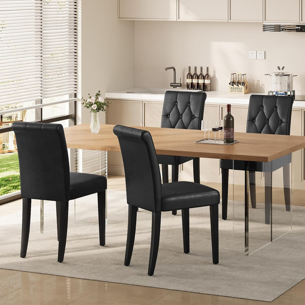 Upholstered Dining Chairs Set of 4, Button Tufted Parsons Dining Chair with S...