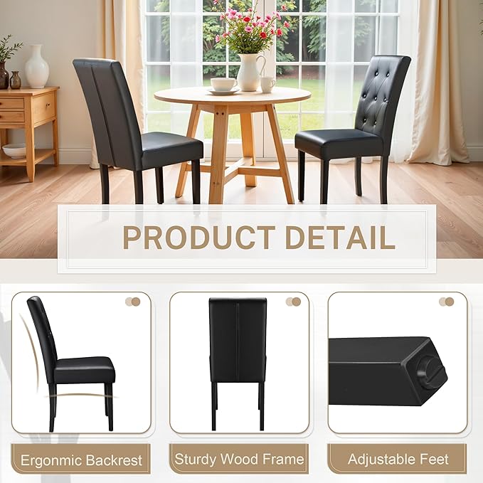 Furmax Upholstered Dining Chairs Set of 2, PU Leather Dinning Room Chairs, Bu...