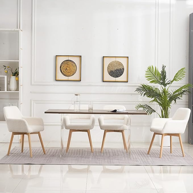 Mid Century Modern Dining Chairs Set of 4 & 2 & 6 Comfy Accent Chair ...
