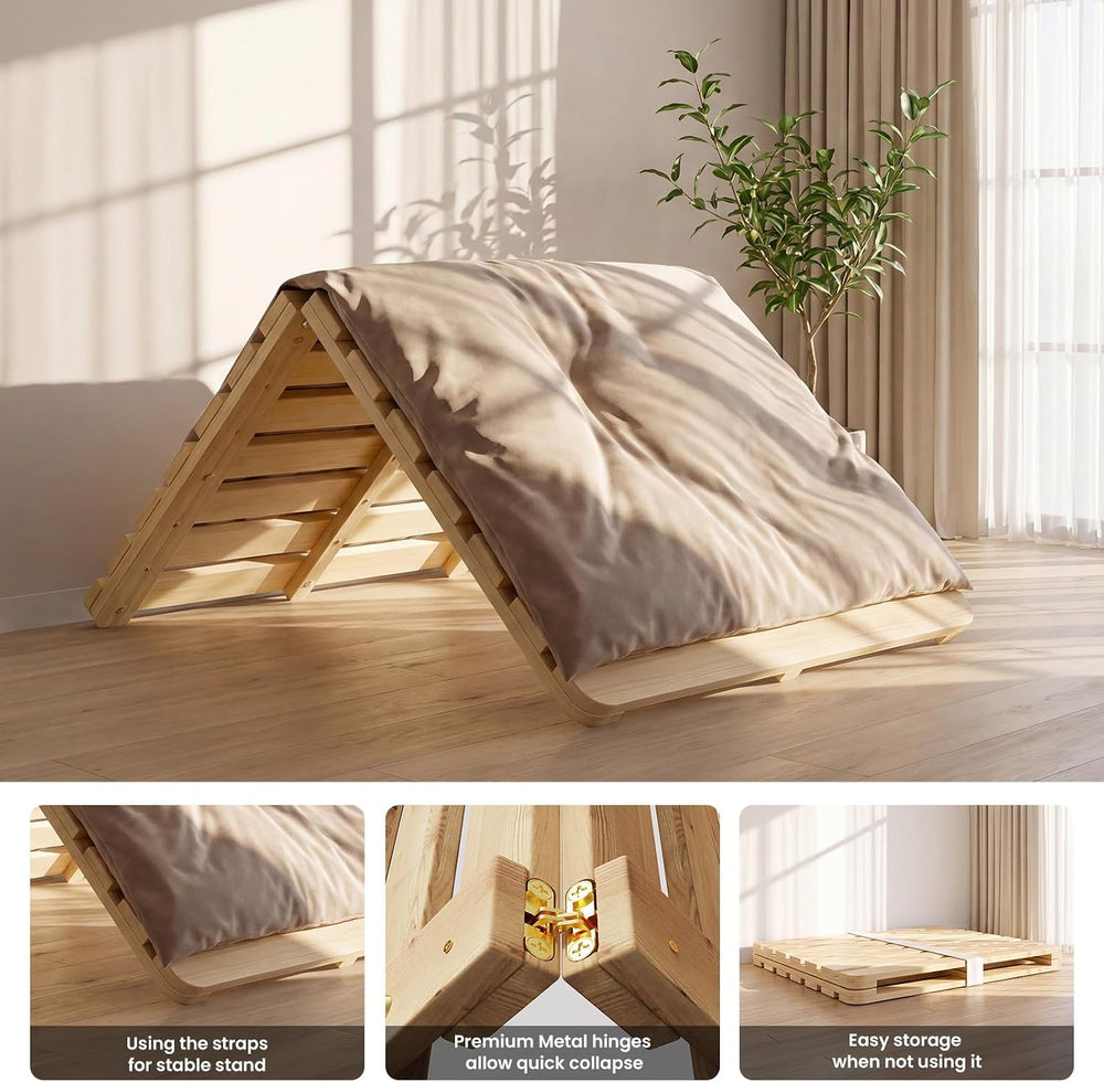 Floor Bed Frame, Foldable Japanese Tatami Bed Frame for Futon Mattress