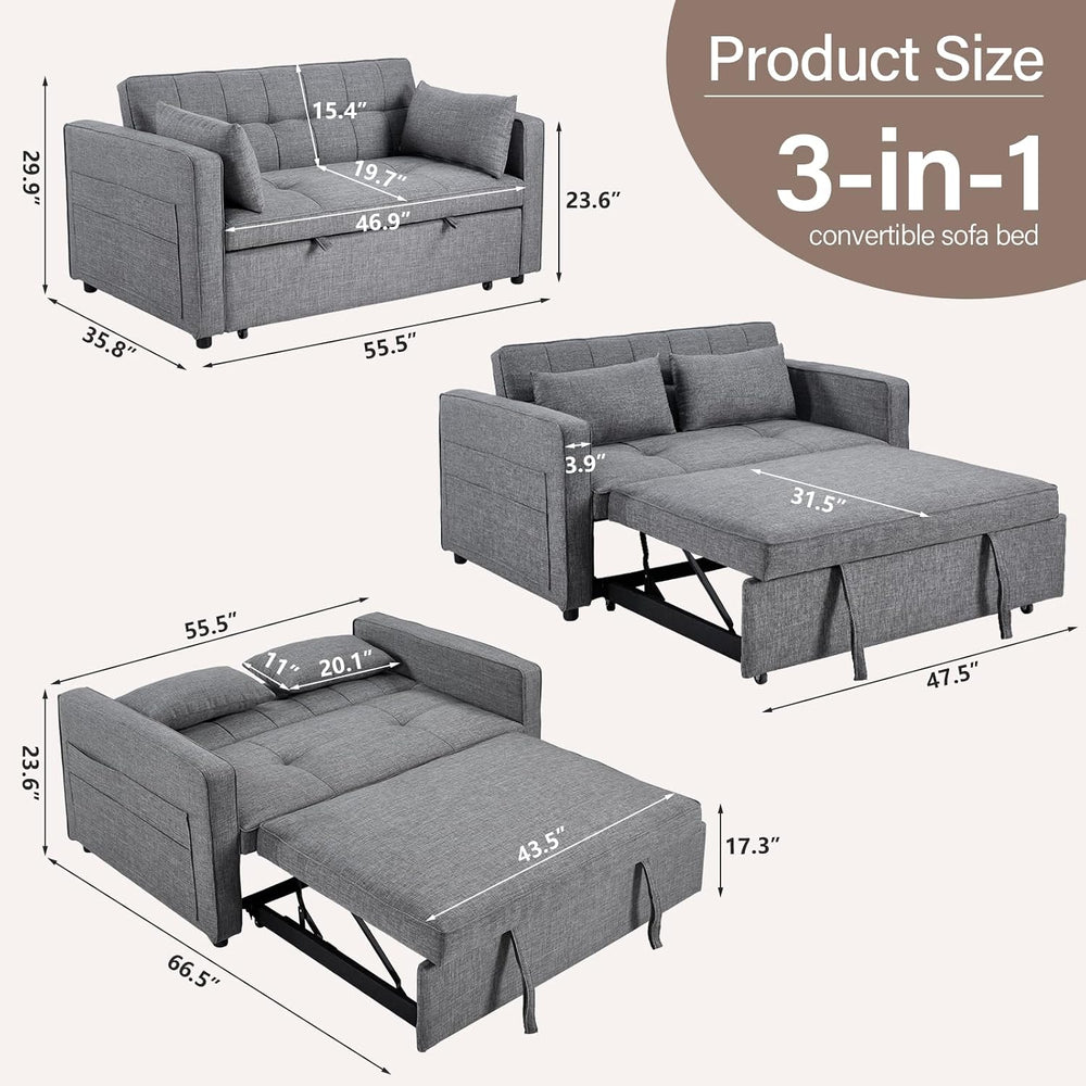 HAOMARKETS 3 in 1 Convertible Sleeper Sofa Bed, Loveseat with Pull Out Couch ...