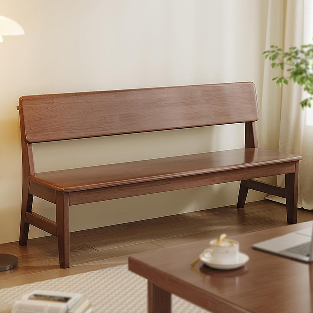 Traditional Wooden Dining Bench with Back, Modern Farmhouse Solid Wood Entryw...